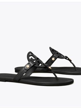 Tory Burch Miller Black Leather Sandals Size 11